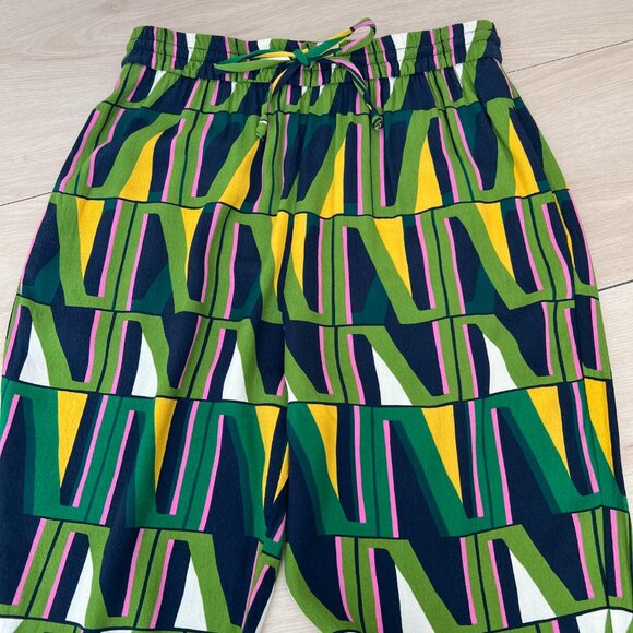 Zara Geometric Green Yellow Pink Print Palazzo Pants w/ Pockets M 60's Aesthetic - Picture 14 of 15